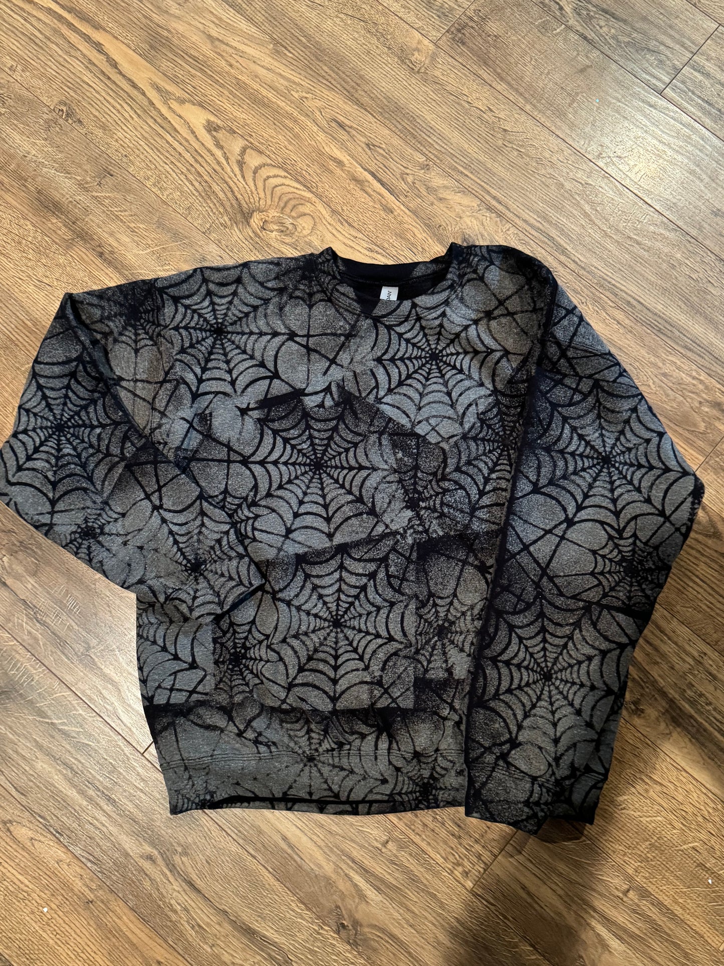 Black Spiderweb bleached Crewneck