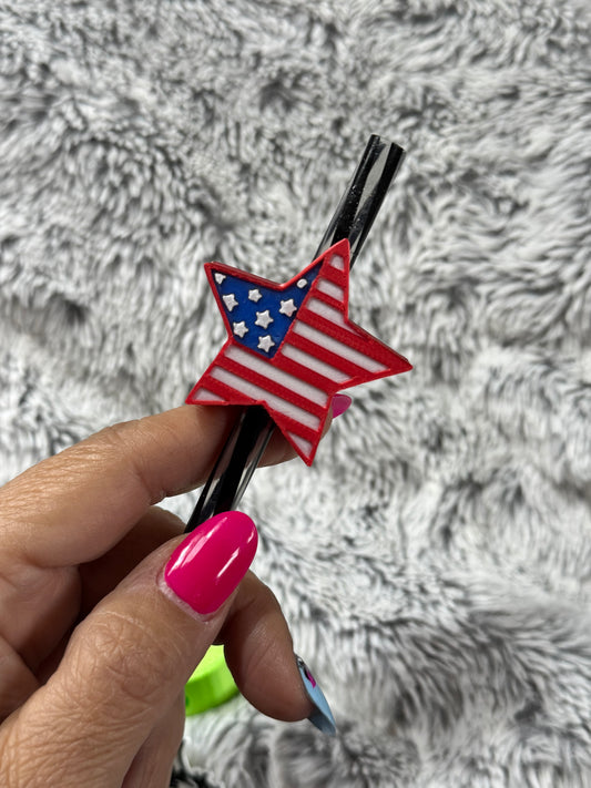 Red White & Blue Star StrawTopper